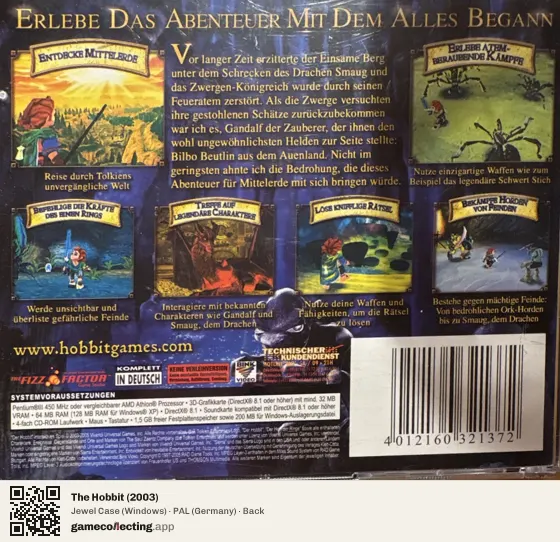 The Hobbit (2003) Computer, Germany box back