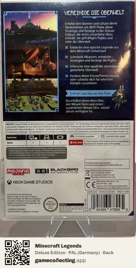 Minecraft Legends Nintendo Switch, Germany box back
