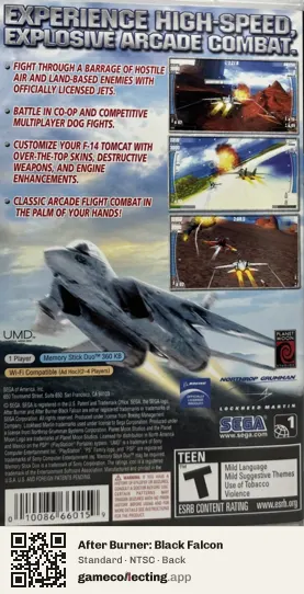 After Burner: Black Falcon PlayStation Portable, NTSC box back