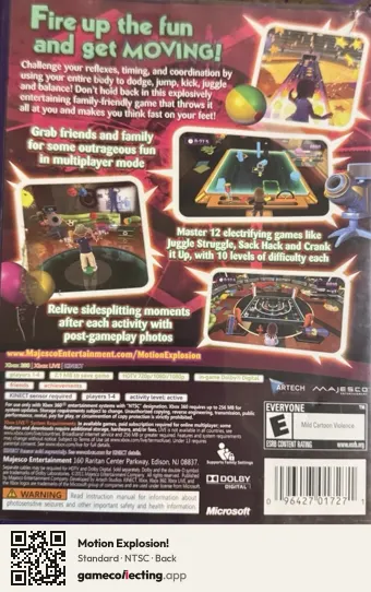 Motion Explosion! Xbox 360, NTSC box back