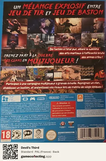Devil's Third Nintendo Wii U, France box back