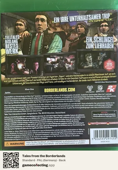 Tales from the Borderlands Xbox One, Germany box back