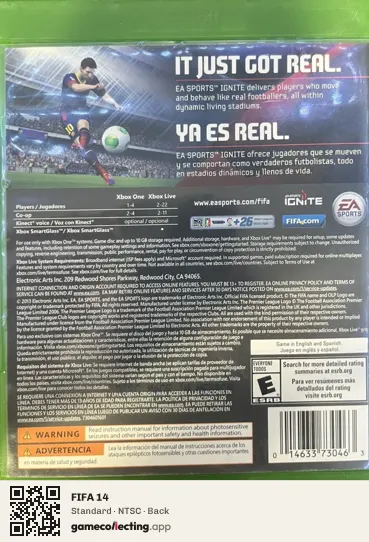 FIFA 14 Xbox One, NTSC box back