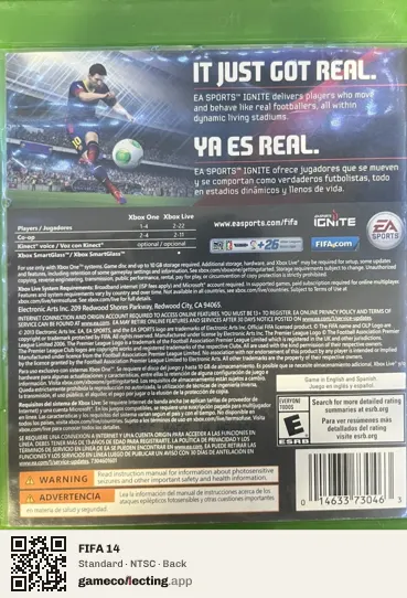 FIFA 14 Xbox One, NTSC box back