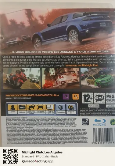 Midnight Club: Los Angeles PlayStation 3, Italy box back