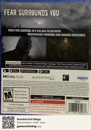 Resident Evil Village PlayStation 5, NTSC box back