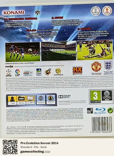 Pro Evolution Soccer 2014 PlayStation 3, PAL box back