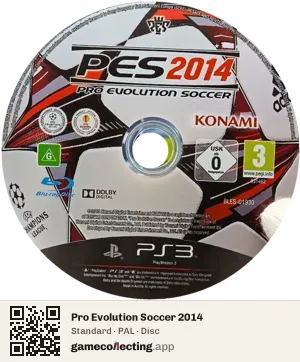 Pro Evolution Soccer 2014 PlayStation 3, PAL disc