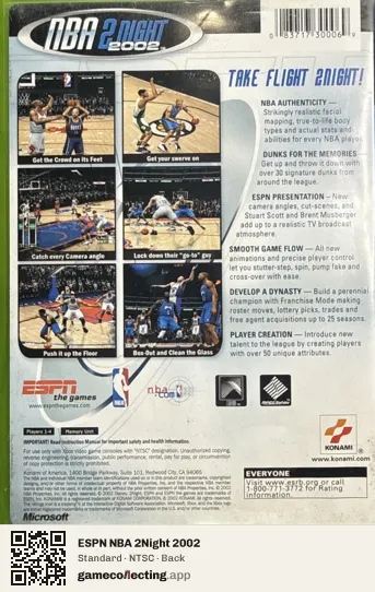 ESPN NBA 2Night 2002 Xbox, NTSC box back