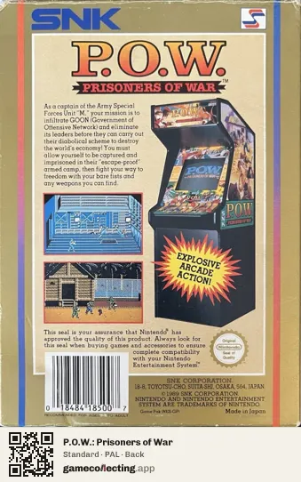 P.O.W.: Prisoners of War Nintendo Entertainment System, PAL box back