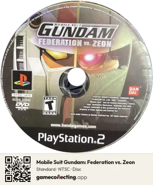 Mobile Suit Gundam: Federation vs. Zeon PlayStation 2, NTSC disc