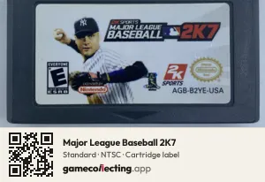 Major League Baseball 2K7 Game Boy Advance, NTSC cartridge label