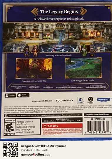 Dragon Quest III HD-2D Remake PlayStation 5, NTSC box back