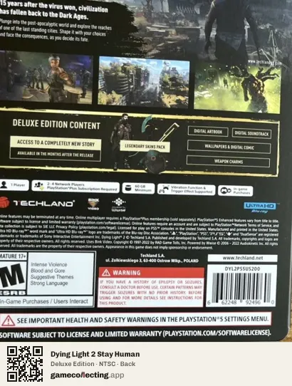 Dying Light 2 Stay Human PlayStation 5, NTSC box back