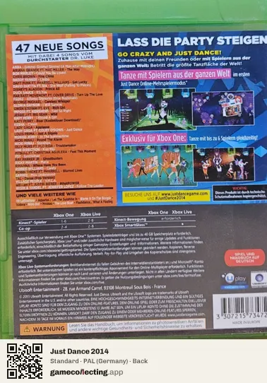 Just Dance 2014 Xbox One, Germany box back