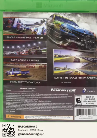 NASCAR Heat 2 Xbox One, NTSC box back