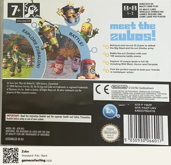 Zubo Nintendo DS, PAL box back