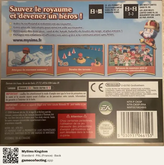 MySims Kingdom Nintendo DS, France box back