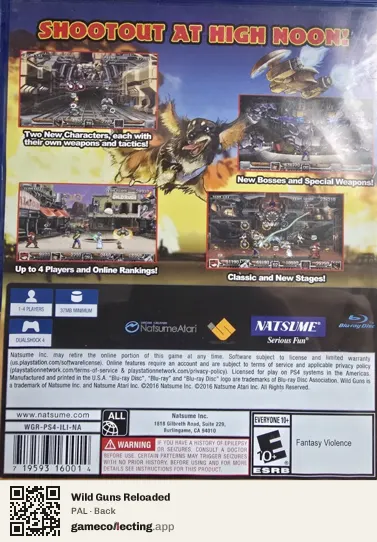 Wild Guns Reloaded PlayStation 4, PAL box back