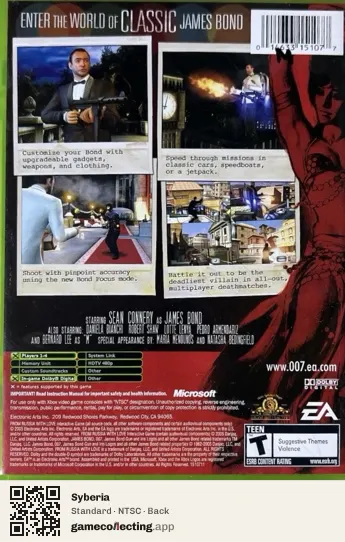 Syberia Xbox, NTSC box back