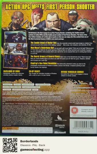 Borderlands Xbox 360, PAL box back