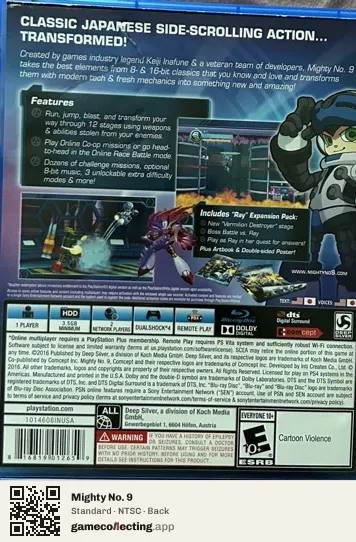 Mighty No. 9 PlayStation 4, NTSC box back