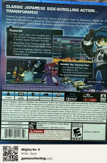 Mighty No. 9 PlayStation 4, NTSC box back