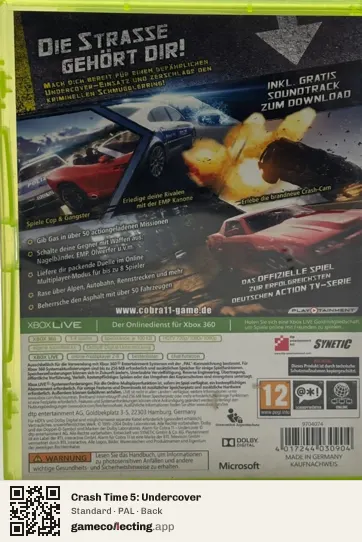 Crash Time 5: Undercover Xbox 360, PAL box back