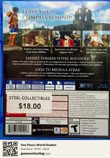 One Piece: World Seeker PlayStation 4, NTSC box back