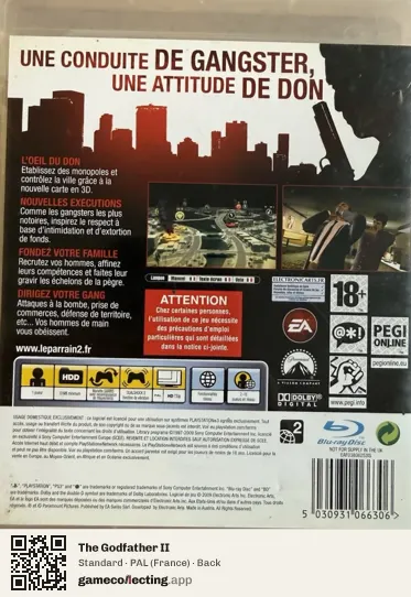The Godfather II PlayStation 3, France box back
