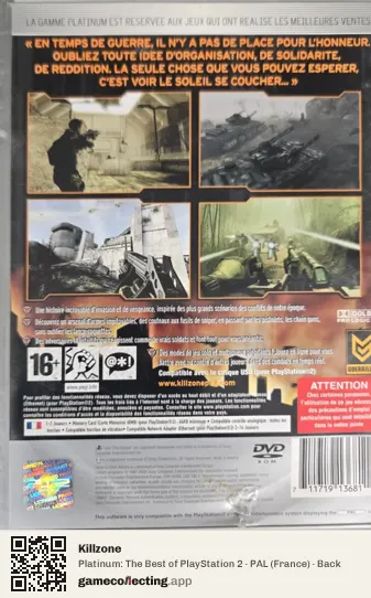 Killzone PlayStation 2, France box back