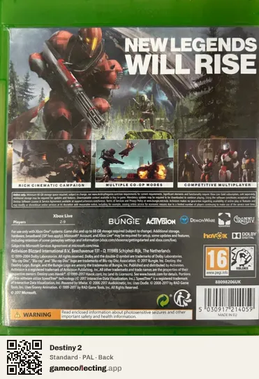 Destiny 2 Xbox One, PAL box back