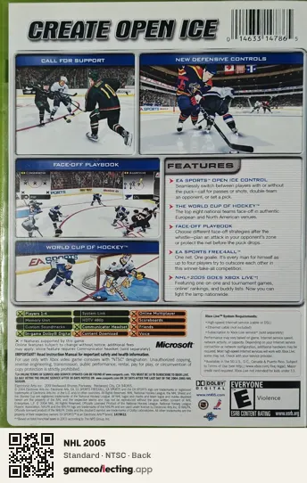 NHL 2005 Xbox, NTSC box back