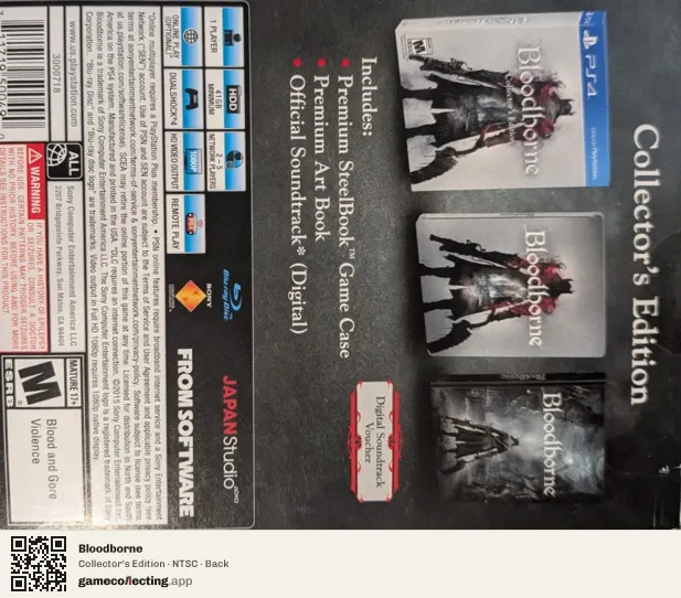 Bloodborne PlayStation 4, NTSC box back