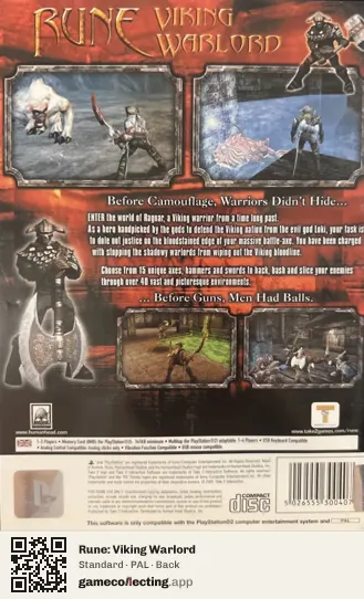 Rune: Viking Warlord PlayStation 2, PAL box back