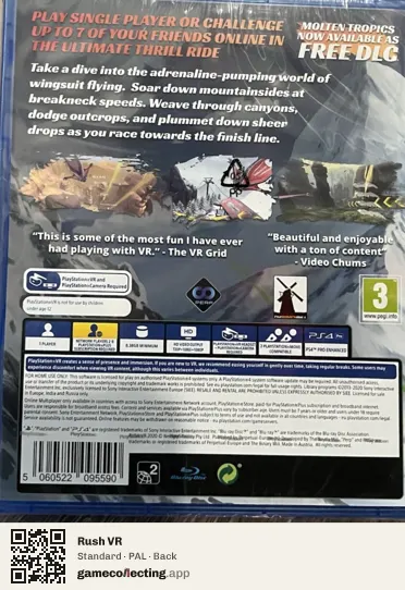 Rush VR PlayStation 4, PAL box back