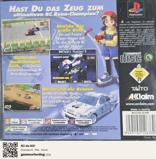 RC de GO! PlayStation, PAL box back