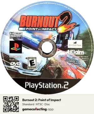 Burnout 2: Point of Impact PlayStation 2, NTSC disc