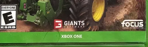 Farming Simulator 19, the ESRB box on its front