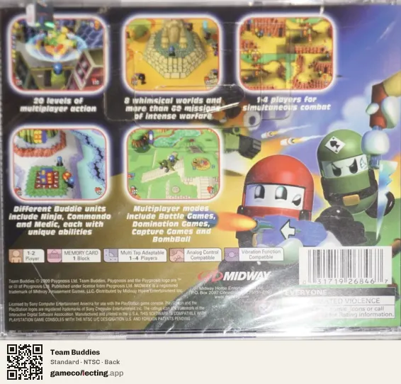 Team Buddies PlayStation, NTSC box back