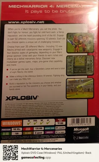 MechWarrior 4: Mercenaries Computer, United Kingdom box back