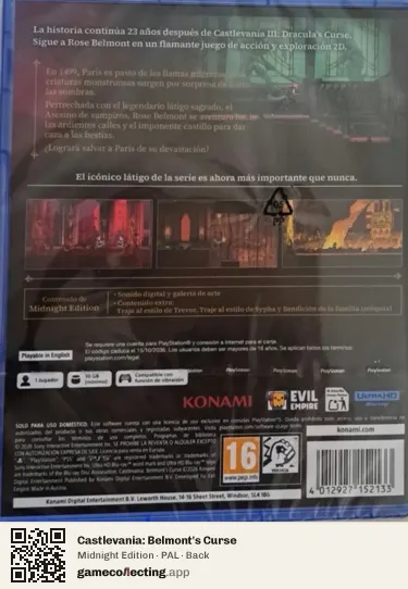 Castlevania: Belmont's Curse PlayStation 5, PAL box back