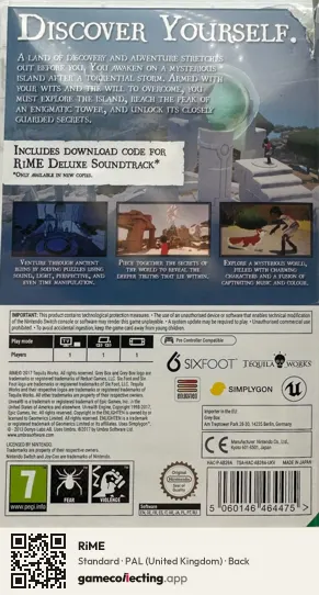RiME Nintendo Switch, United Kingdom box back