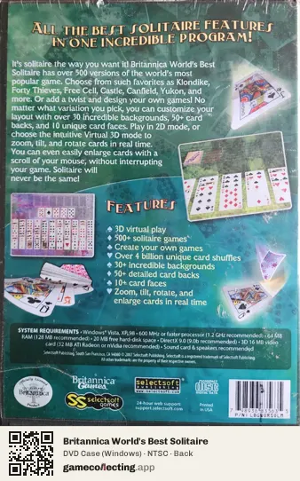 Britannica World's Best Solitaire Computer, NTSC box back