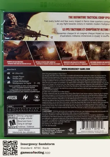 Insurgency: Sandstorm Xbox One, NTSC box back