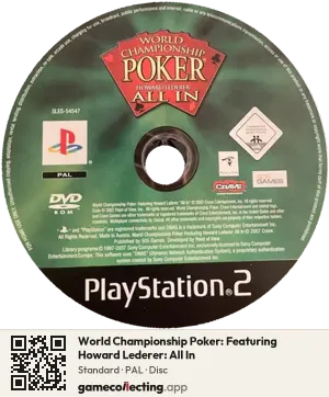 World Championship Poker: Featuring Howard Lederer: All In PlayStation 2, PAL disc