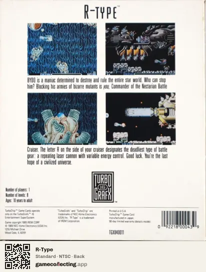 R-Type TurboGrafx-16, NTSC box back