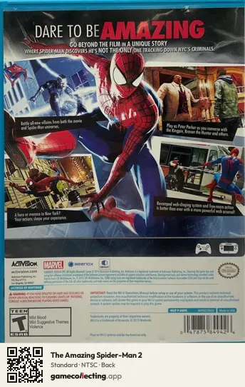 The Amazing Spider-Man 2 Nintendo Wii U, NTSC box back