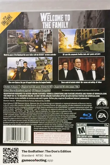 The Godfather: The Don's Edition PlayStation 3, NTSC box back