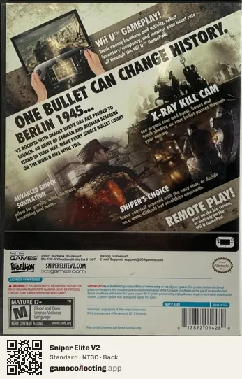 Sniper Elite V2 Nintendo Wii U, NTSC box back